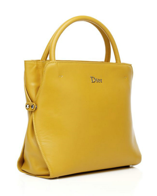 dior bar medium top handle bag calfskin 0906 lemon yellow - Click Image to Close
